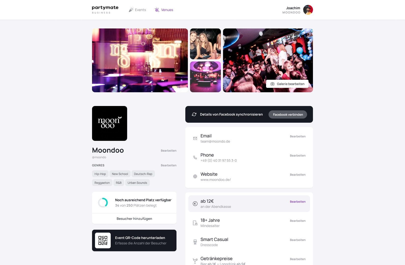 PartyMate Business Dashboard